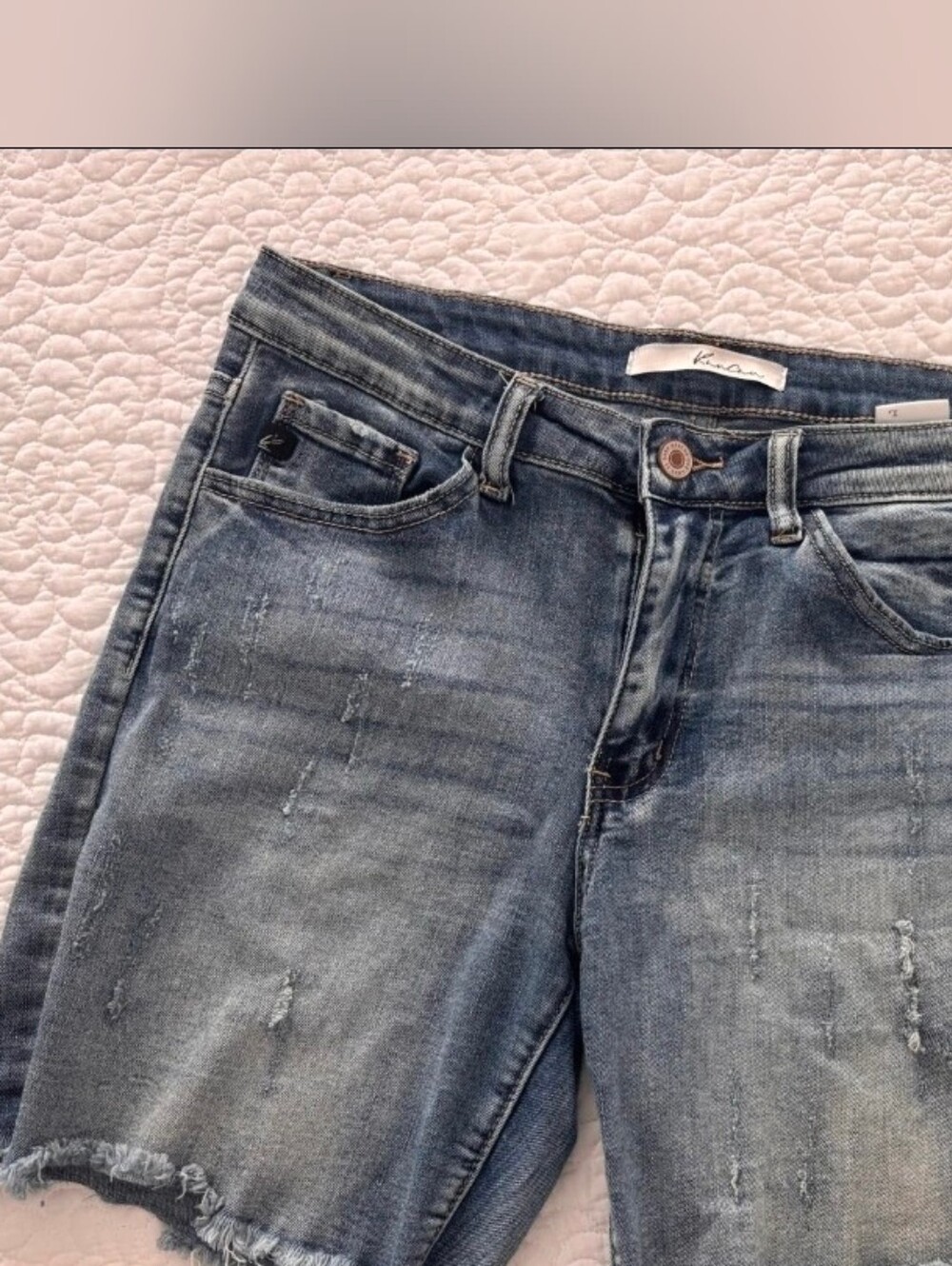 Kancan Distressed Bermuda Denim Shorts Size Large